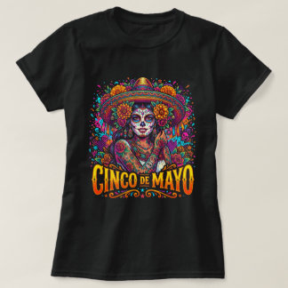 Camisa de Caveira de Açúcar do Cinco de Maio para 