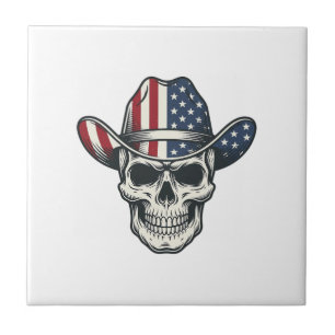 Camisa de caveira de cowboy patriota com gravação