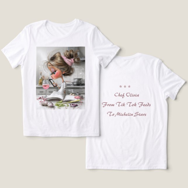 Camisa de Chef Engraçada Personalizada (Design Frente e Verso)