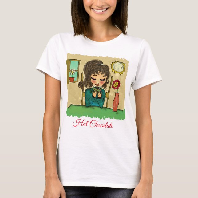 Camisa de chocolate quente com Bebendo (Frente)