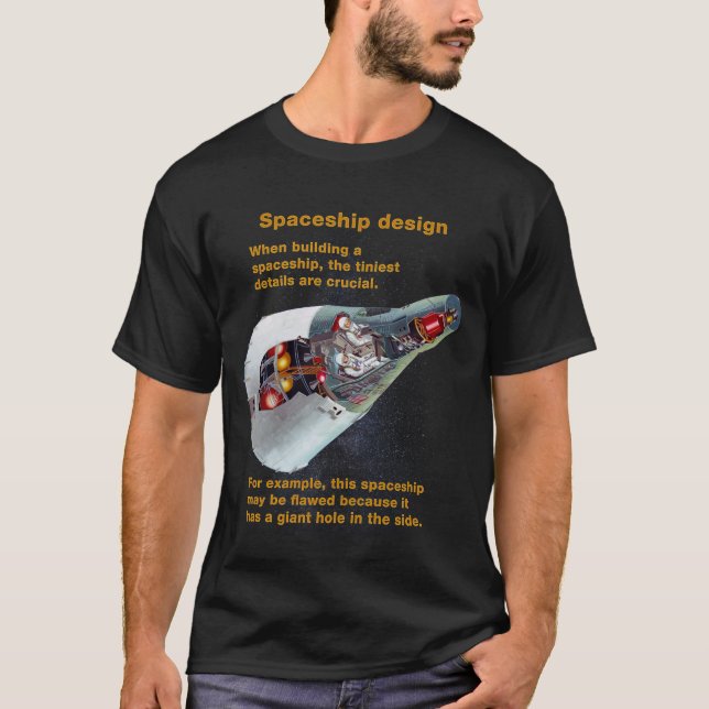 Camisa de ciência falsa - design de espaçonave (Frente)