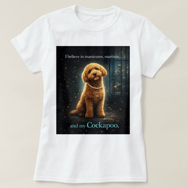 Camisa de Citação Cockapoo | Presente Elegante par (Frente do Design)