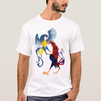 Camisa de combate colorida de dois galos