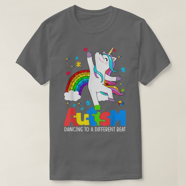 Camisa de conscientização Autismo Dabbing Unicorn  (Frente do Design)