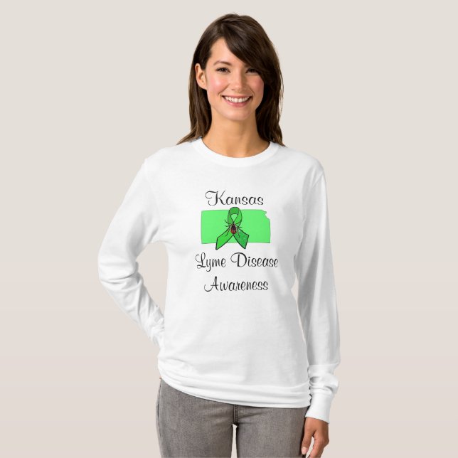 Camisa de Conscientização da Doença de Lyme no Kan (Frente Completa)