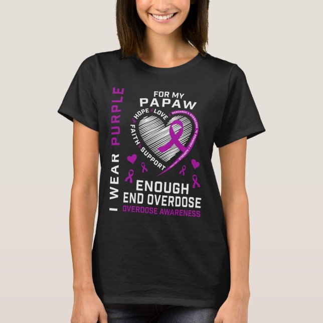 Camisa de Conscientização do Fim do Overdose Roxo  (Frente)