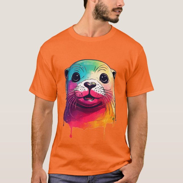 Camisa de cor d'água colorida (Frente)