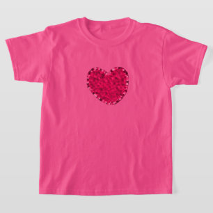 Camisa de Coração Rosa para Meninas