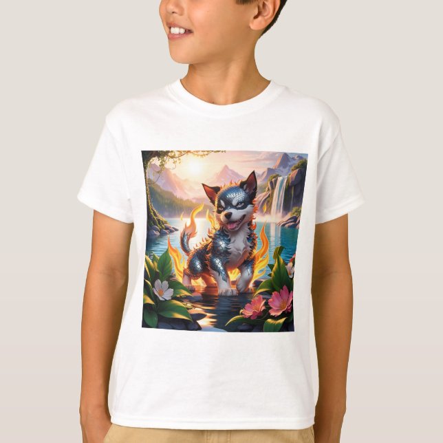 Camisa De Cores De Água Com Cãozinho Quimológico (Frente)