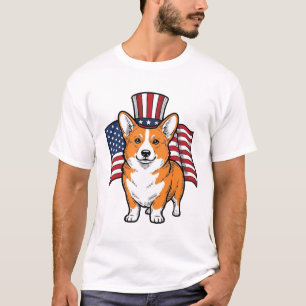 Camisa de Corgi Patriota com Desenho de Gravura Vi