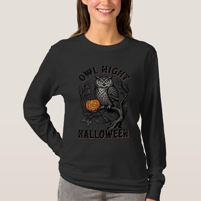 Camisa de Coruja de Halloween Desenho de Pássaro A (Frente)