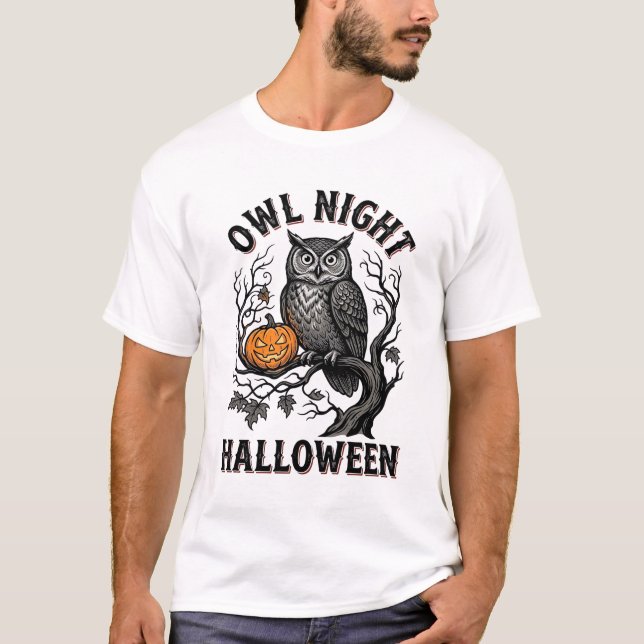 Camisa de Coruja de Halloween Desenho de Pássaro A (Frente)
