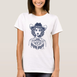 Camisa de Cowgirl Western com Arte de Linha Modern