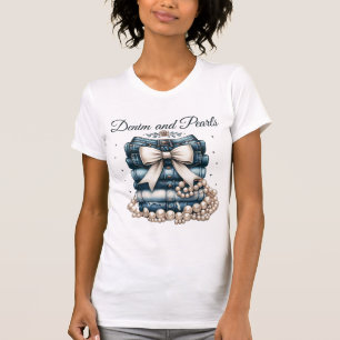 Camisa de Cowgirl Western Denim e Pérolas