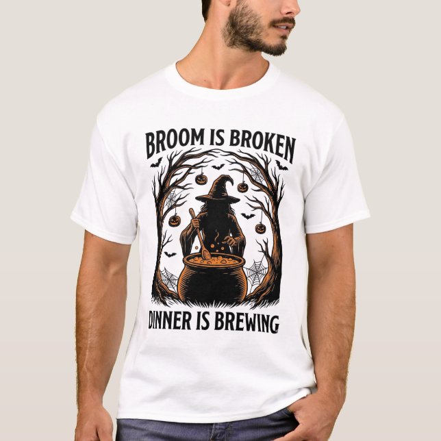 Camisa de Cozinha de Bruxa Design de Caldeirão Eng (Frente)