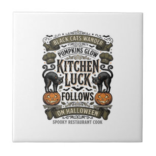 Camisa de Cozinheiro de Halloween Gato Preto Abóbo