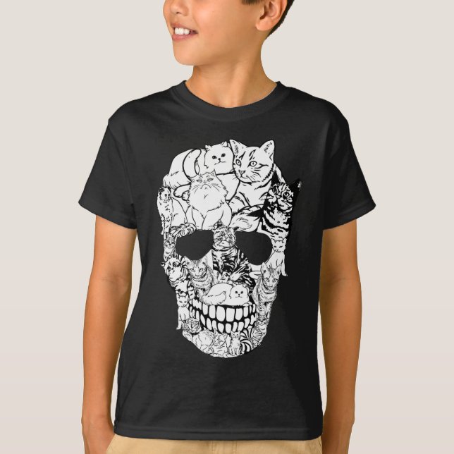 Camisa de Crânio de Gato - Fantasia de Halloween d (Frente)