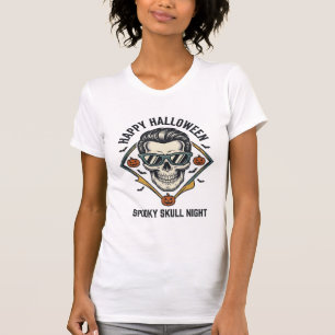 Camisa de Crânio de Halloween Gravura Vintage Gráf