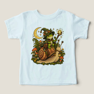 Camisa de criança de sapo mágico montando caracol