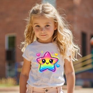 Camisa de Criança Pequena Estrela Arco-íris Y2K Ka