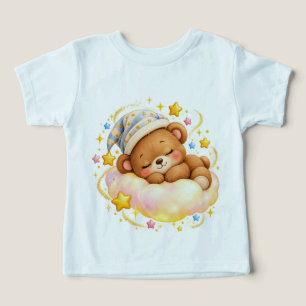 Camisa de criança urso de pelúcia dormindo fofa