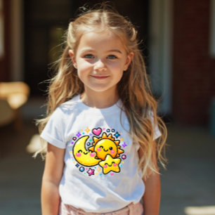 Camisa de criança Y2K fofo Sol Lua Estrela