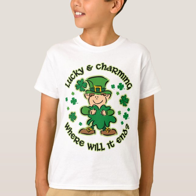 Camisa De Crianças Encantadas E Com Sorte (Frente)