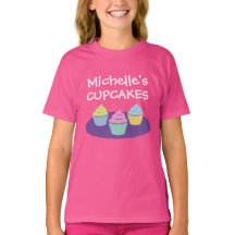 Camisa de cupcake rosa-branca para festa de panifi