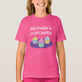 Camisa de cupcake rosa-branca para festa de panifi