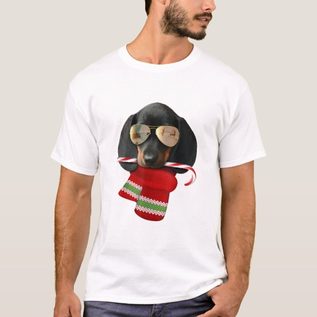 Camisa de Dachshund Bonito presente de Natal Dog A (Frente)