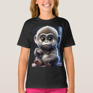 Camisa de desenho animada de gorila e prata para c