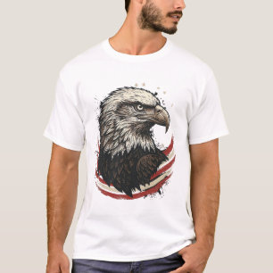 Camisa de Desenho de Águia Careca Patriótica Vinta