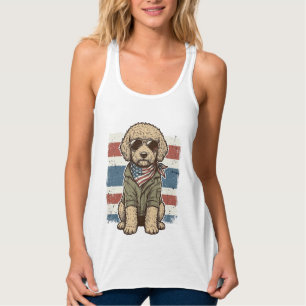 Camisa de desenho de cachorro rabiscado patriótico