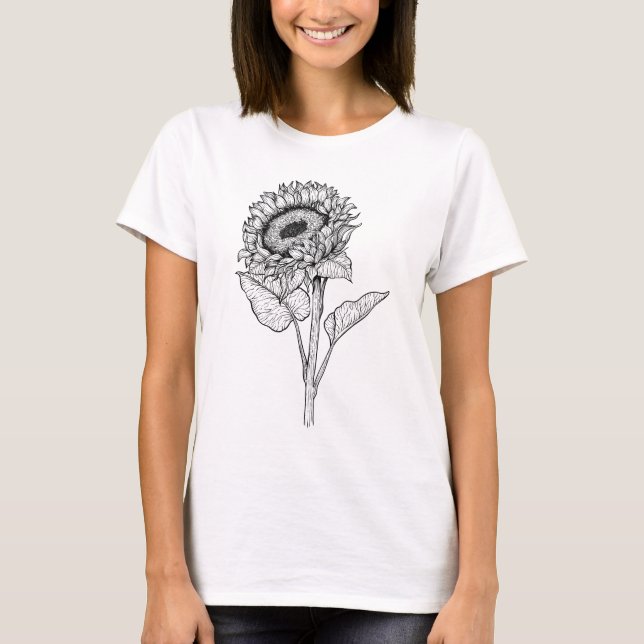 Camisa de desenho de girassol (Frente)