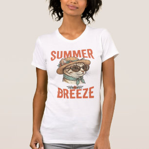 Camisa de Desenho de Gravura Vintage de Gato Brisa