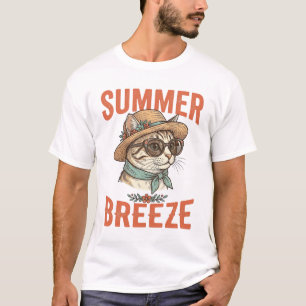 Camisa de Desenho de Gravura Vintage de Gato Brisa