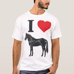 Camisa de desenho de gravura vintage Eu amo cavalo
