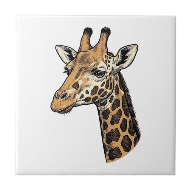 Camisa de desenho de retrato de girafa com gravaçã (Frente)