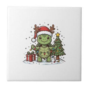 Camisa de Desenho de Tartaruga de Natal Fofo com G