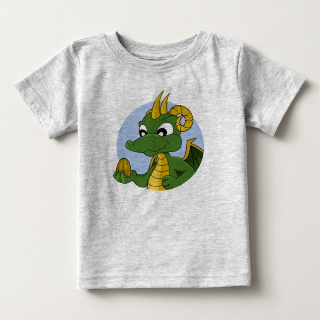 Camisa de desenho do bebê do dragão verde (Frente)