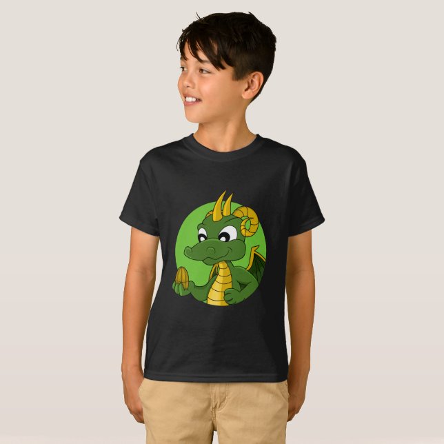 Camisa de desenho do dragão verde (Frente Completa)