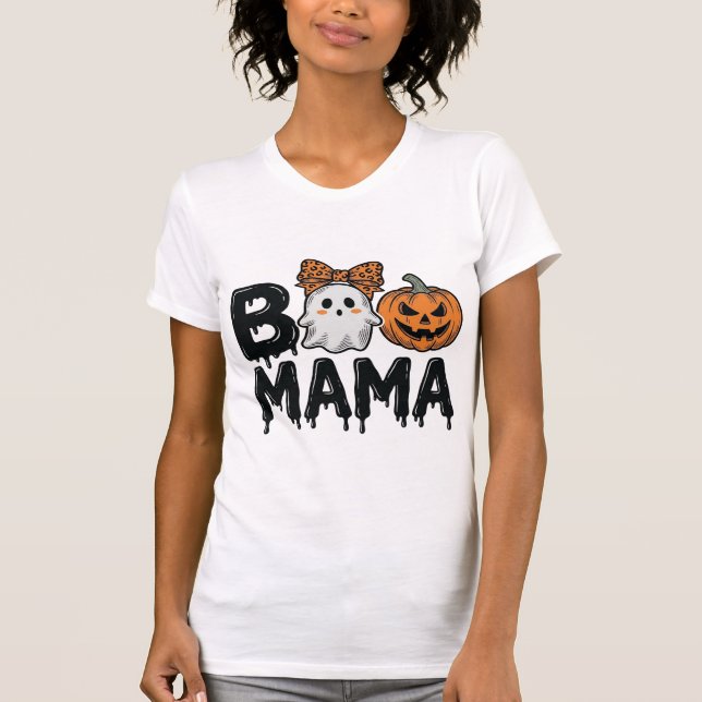 Camisa de Design de Halloween da Mãe Fantasma Abób (Frente)
