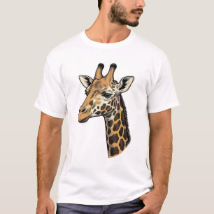 Camisa de design de retrato de girafa com gravação