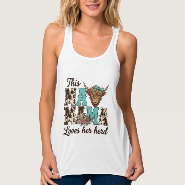 Camisa de Design de Vaca das Terras Altas Mãe Ama  (Frente)