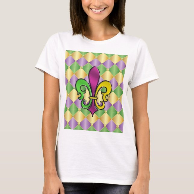 Camisa de Design Mardi Gras Fleur De Lis (Frente)