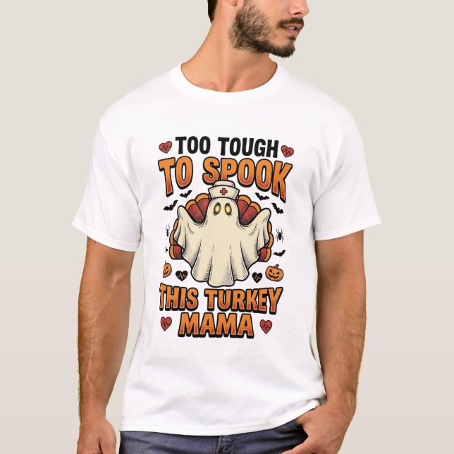 Camisa de Dia das Bruxas da Mamãe Peru com Fantasm (Frente)