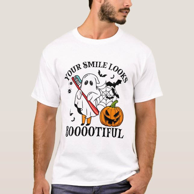 Camisa de Dia das Bruxas de Dentista de Conforto,  (Frente)
