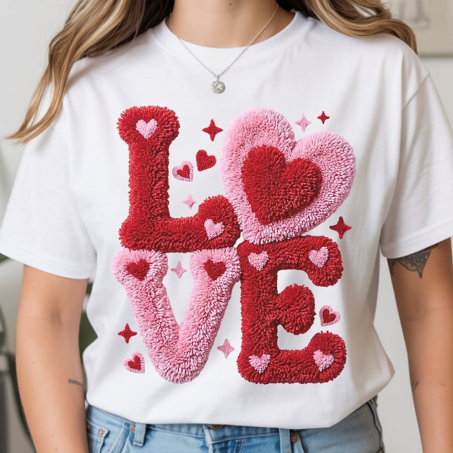 Camisa de Dia dos Namorados de Fio Falso Fofa Pres (Coquette Valentine Heart Shirt Gift for Her, Valentine Love Knit Style Shirt for Girlfriend)