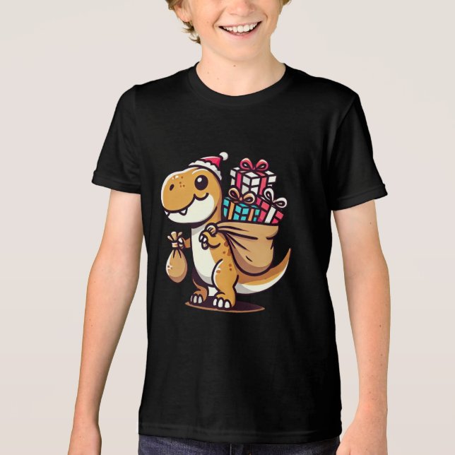 Camisa de dinossauro para rapazes e raparigas (Frente)