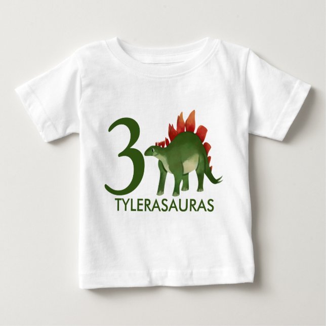 Camisa de Dinossauro Personalizada de Aniversário, (Frente)